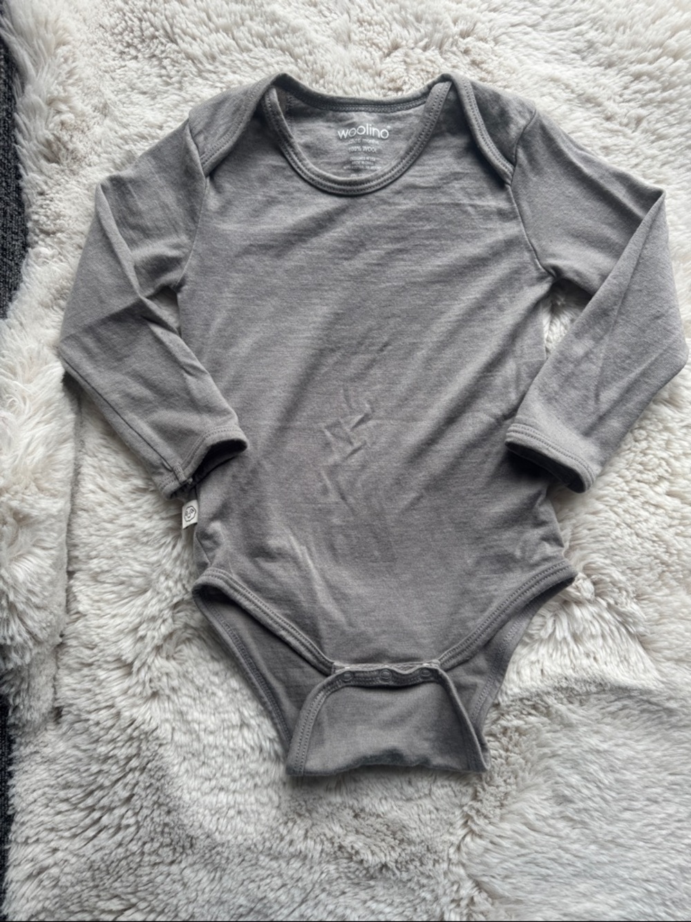 Woolino 12-18mos Gray Long-Sleeve Baby One-Piece